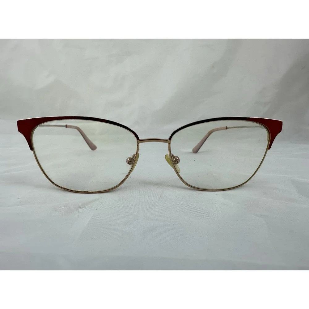 Calvin Klein Eyeglasses Frames Red Cat Eye Rose Gold Tone 52-15-135 CK18108 600